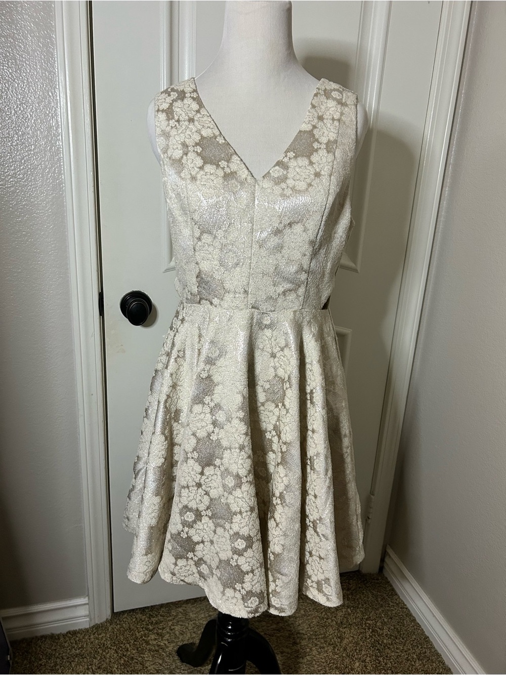 Blue Rain Ivory Floral V-Neck Midi Dress